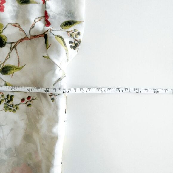 Papillon Women's Bird and Flowers Sheer Semi-Long Back Blouse White Small - Picture 4 of 5